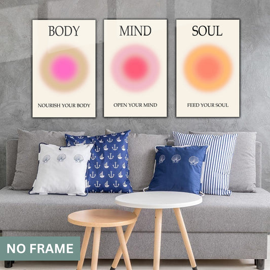 Positive Aura Posters Set Of 3, Spiritual Poster, Grainy Gradient, Gradient Print, Colorful Aura Poster, Trendy Wall Art