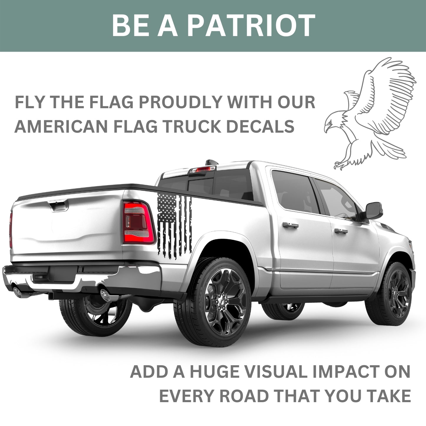 Distressed American USA US Flag Truck Tailgate Vinyl Decal Sticker