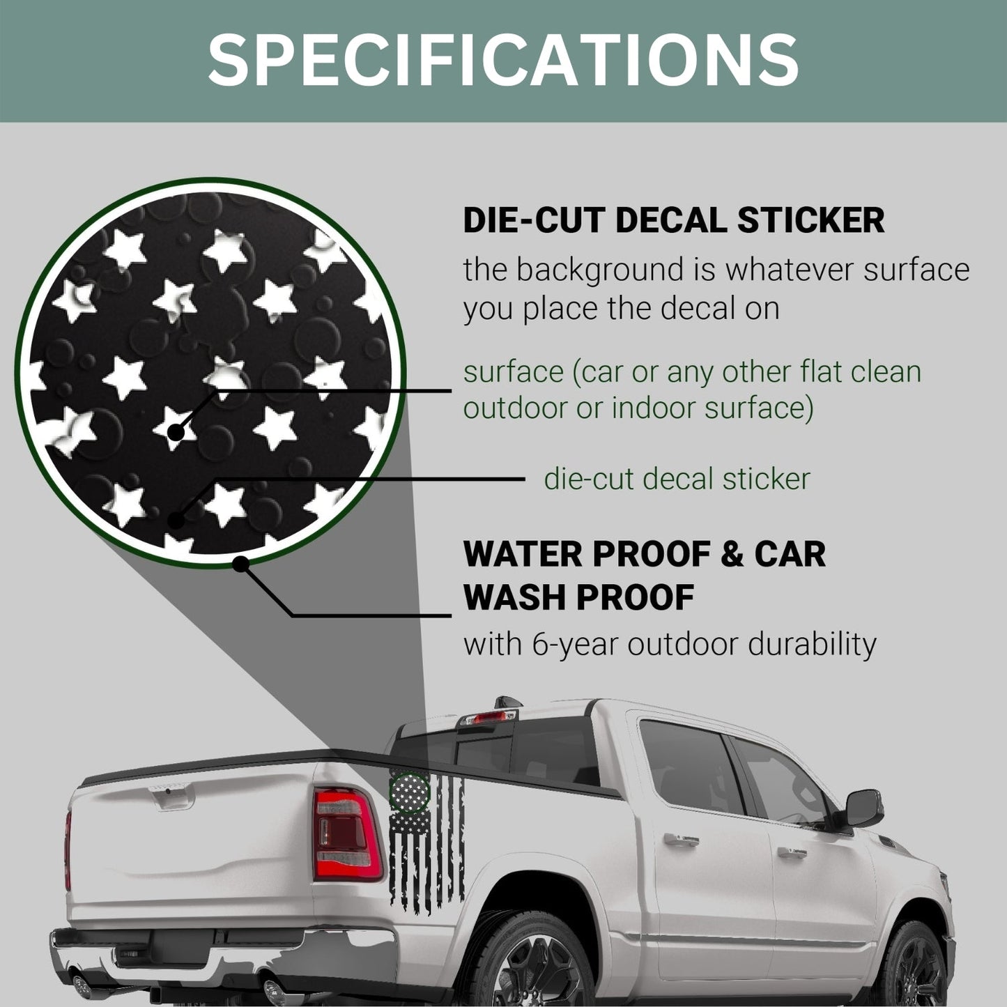 Betsy Ross Flag 1776 Distressed American USA US Flag Truck Tailgate Vinyl Decal