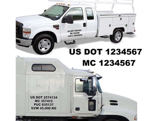 2-PACK Custom Us Dot and Mc Number Trucking Decals- Tow truck Decals- Personalized Company Logos