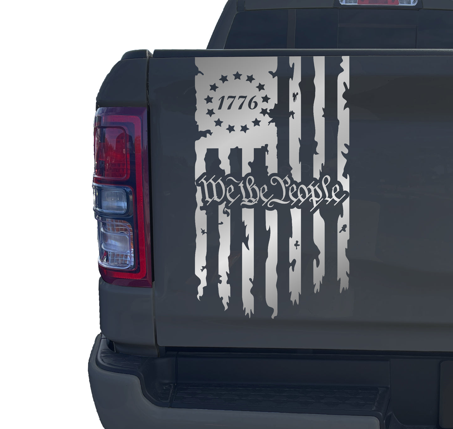 We The People Betsy Ross Flag 1776 Distressed American USA US Flag Truck Tailgate Vinyl Decal Preamble of The US Constitution