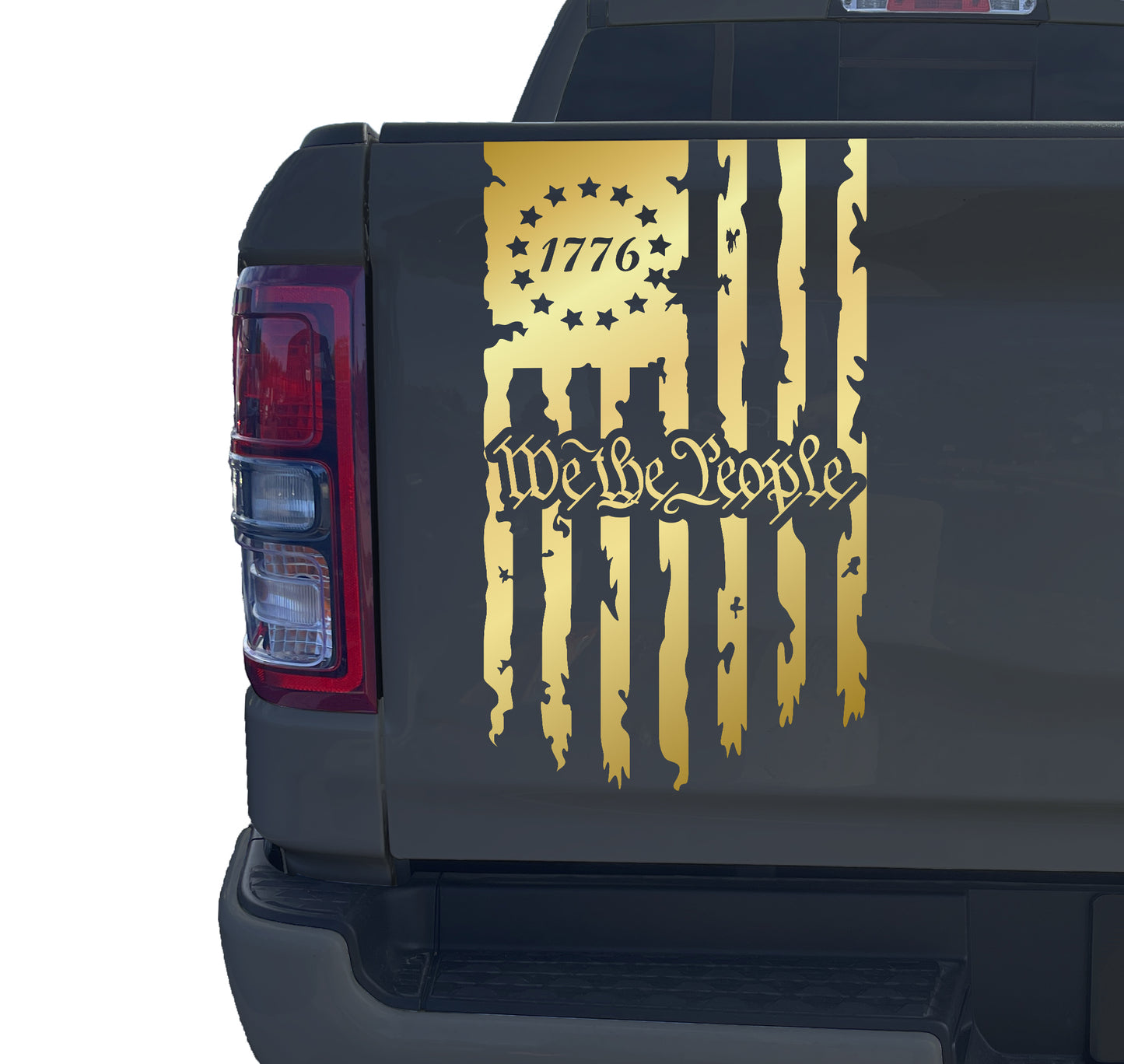 We The People Betsy Ross Flag 1776 Distressed American USA US Flag Truck Tailgate Vinyl Decal Preamble of The US Constitution